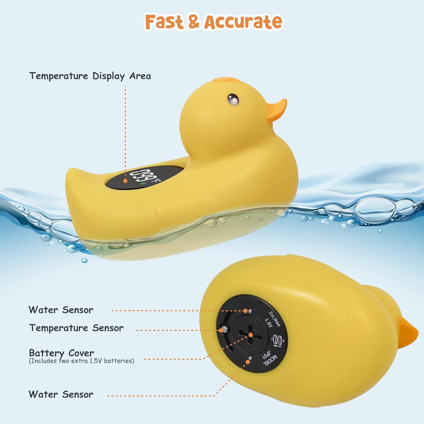 Duck Bath Thermometer Mamtopia Upgrade Baby Bath Water Temperature Warning Thermometers Bathroom Safety Auto ON/Off Bathtub Thermometer Floating Toy