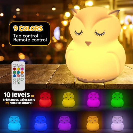 Mamtopia Owl Night Light for Toddler Baby Nursery Night Lamp Children Room Decor Silicone Kids Night Lights with Remote Control
